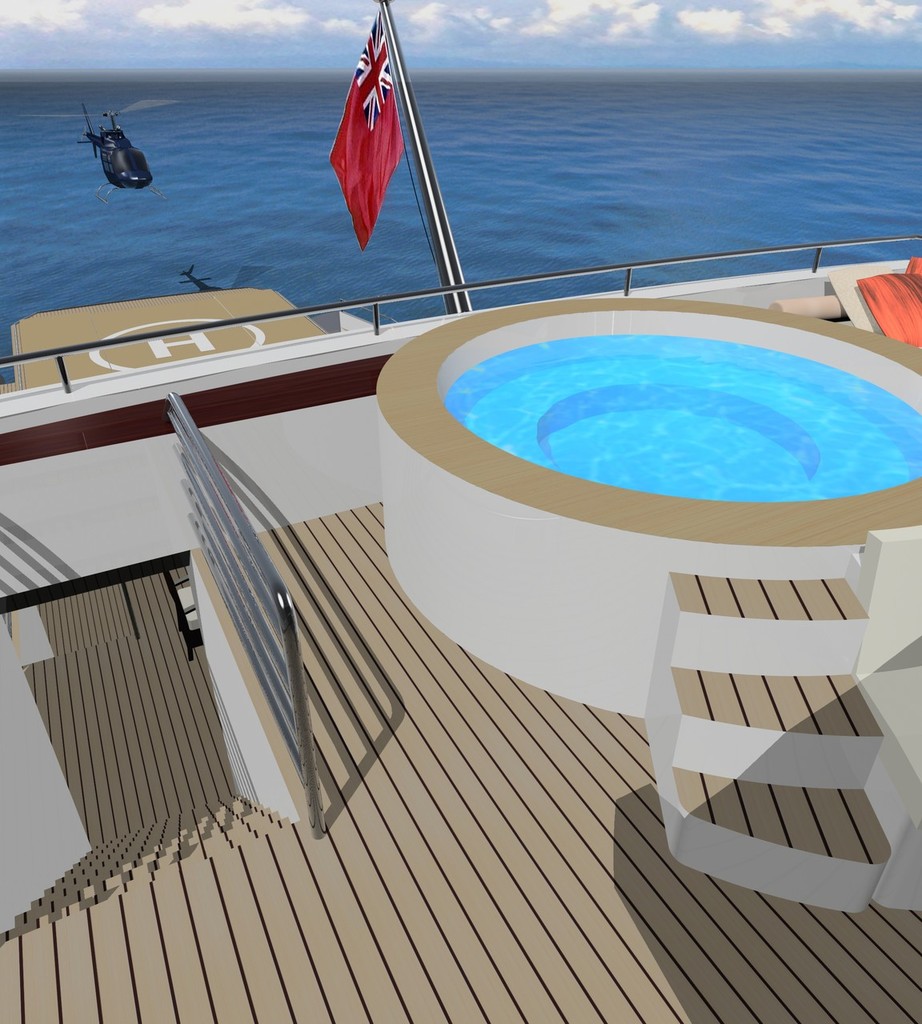 Ruea 75m - Jacuzzi and Helicopter aft facing © Ruea Yachts